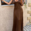 Backless V-Neck Sleeveless A-Line Maxi Dress