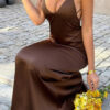 Backless V-Neck Sleeveless A-Line Maxi Dress