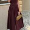 Collared Belt A-Line Midi Dress