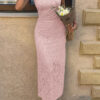 Lace Midi Dress with Ruched Waist - Cocktail Ready