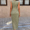 Lace Midi Dress with Ruched Waist - Cocktail Ready
