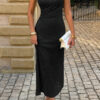 Lace Midi Dress with Ruched Waist - Cocktail Ready