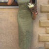 Lace Midi Dress with Ruched Waist - Cocktail Ready