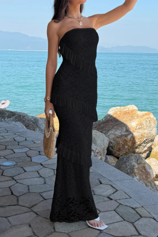 Off-Shoulder Lace Bodycon Maxi Dress