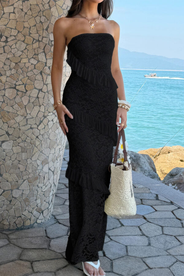 Off-Shoulder Lace Bodycon Maxi Dress