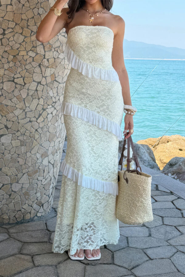 Off-Shoulder Lace Bodycon Maxi Dress