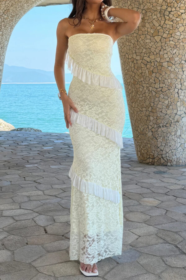 Off-Shoulder Lace Bodycon Maxi Dress