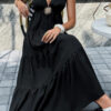 High-Waist Sleeveless Maxi Dress with Open Back