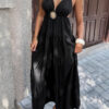 High-Waist Sleeveless Maxi Dress with Open Back