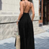High-Waist Sleeveless Maxi Dress with Open Back