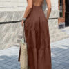 High-Waist Sleeveless Maxi Dress with Open Back