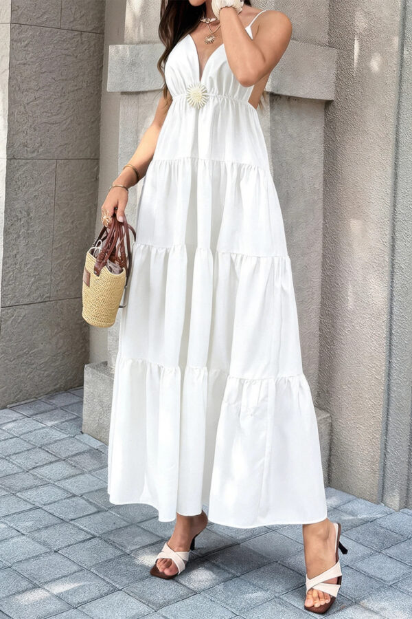 High-Waist Sleeveless Maxi Dress with Open Back