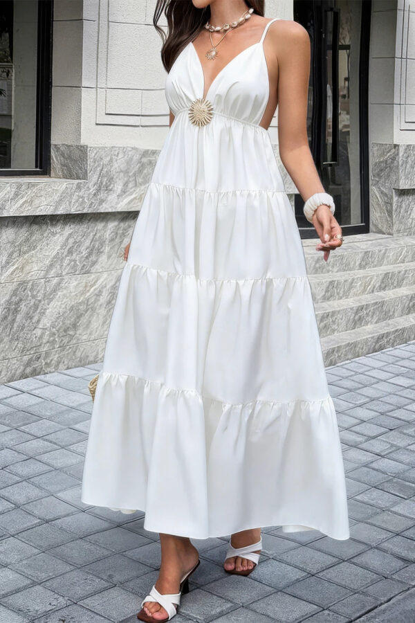 High-Waist Sleeveless Maxi Dress with Open Back