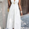 High-Waist Sleeveless Maxi Dress with Open Back
