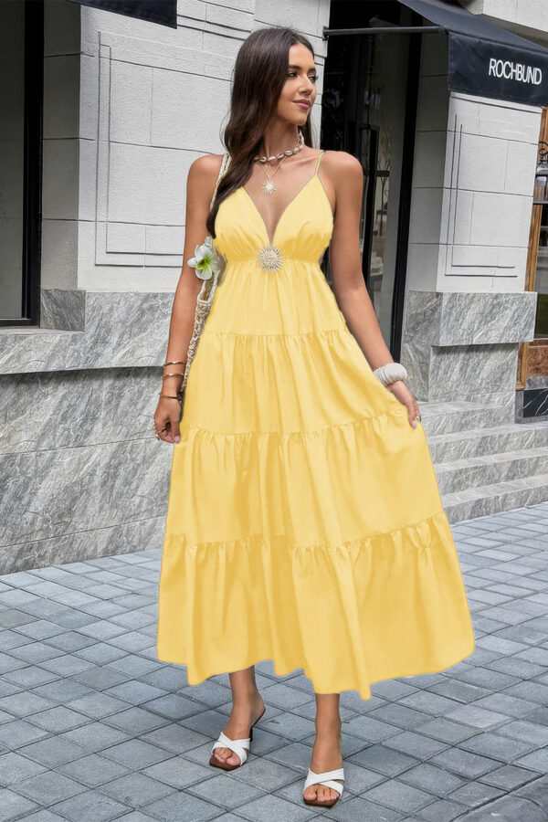 High-Waist Sleeveless Maxi Dress with Open Back