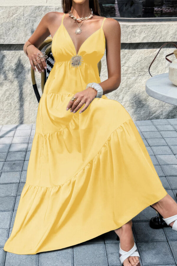 High-Waist Sleeveless Maxi Dress with Open Back
