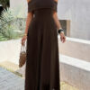 Off-Shoulder Backless Maxi Dress – Full-Length Elegance