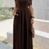 Off-Shoulder Backless Maxi Dress - Full-Length Elegance