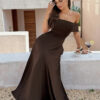 Off-Shoulder Backless Maxi Dress - Full-Length Elegance