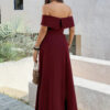 Off-Shoulder Backless Maxi Dress - Full-Length Elegance