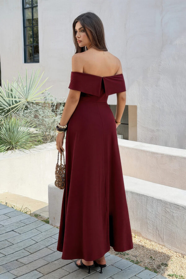 Off-Shoulder Backless Maxi Dress - Full-Length Elegance