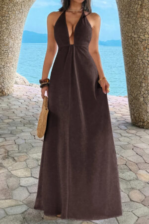 Halter A-Line Maxi Dress – Hidden Back Zipper