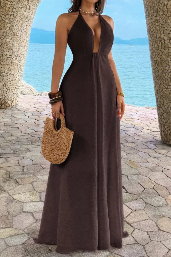 Halter A-Line Maxi Dress - Hidden Back Zipper