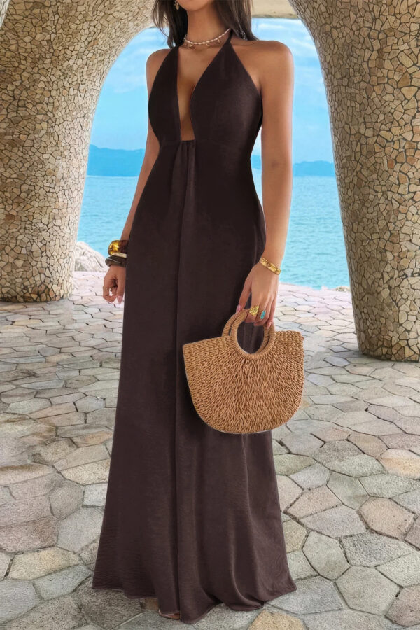 Halter A-Line Maxi Dress - Hidden Back Zipper