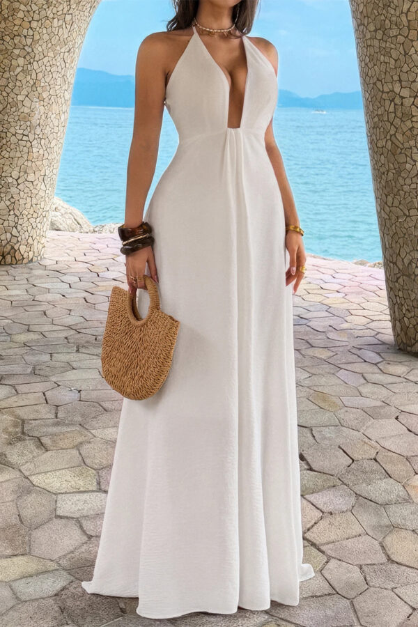 Halter A-Line Maxi Dress - Hidden Back Zipper