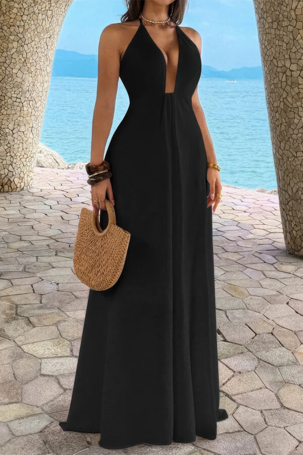 Halter A-Line Maxi Dress - Hidden Back Zipper