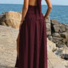 Halter Deep V Maxi Dress with High Side Slit