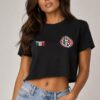 Mexico Print Cotton Crop Shirt - Short Sleeve