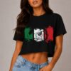 Cropped Mexico-Print Cotton Shirt - Short Sleeve