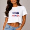USA Star-Print Cropped Cotton T-Shirt - Summer Ready
