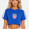 Cropped Cotton Short-Sleeve Shirt with USA Print