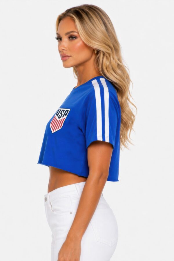 Cropped Cotton Short-Sleeve Shirt with USA Print