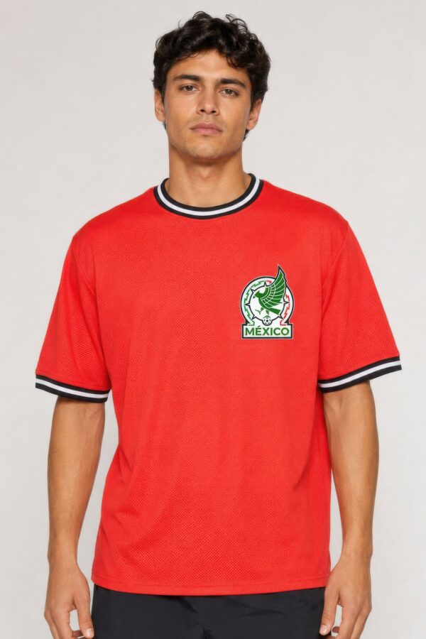 Mexico World Cup Micromesh Tee with Striped Neck