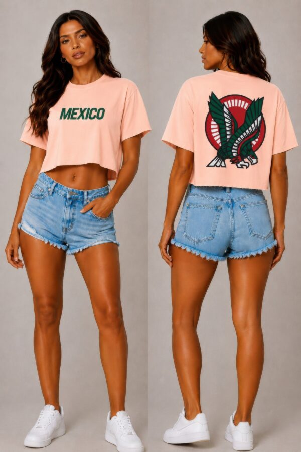 Cropped Cotton Mexico Print Shirt - Raw Hem