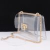 Clear PVC Shoulder Bag with Metallic Chain Edge