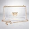 Clear PVC Shoulder Bag with Metallic Chain Edge