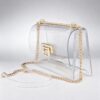 Clear PVC Shoulder Bag with Metallic Chain Edge