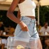 Clear Top-Handle Bag with Metallic Front Accent