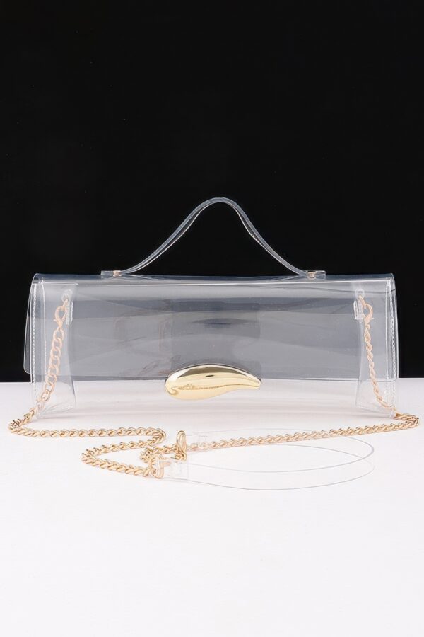 Clear Top-Handle Bag with Metallic Front Accent