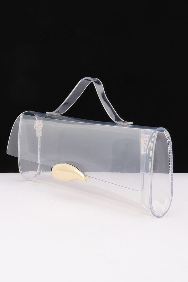 Clear Top-Handle Bag with Metallic Front Accent