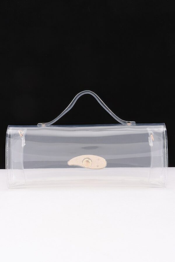 Clear Top-Handle Bag with Metallic Front Accent