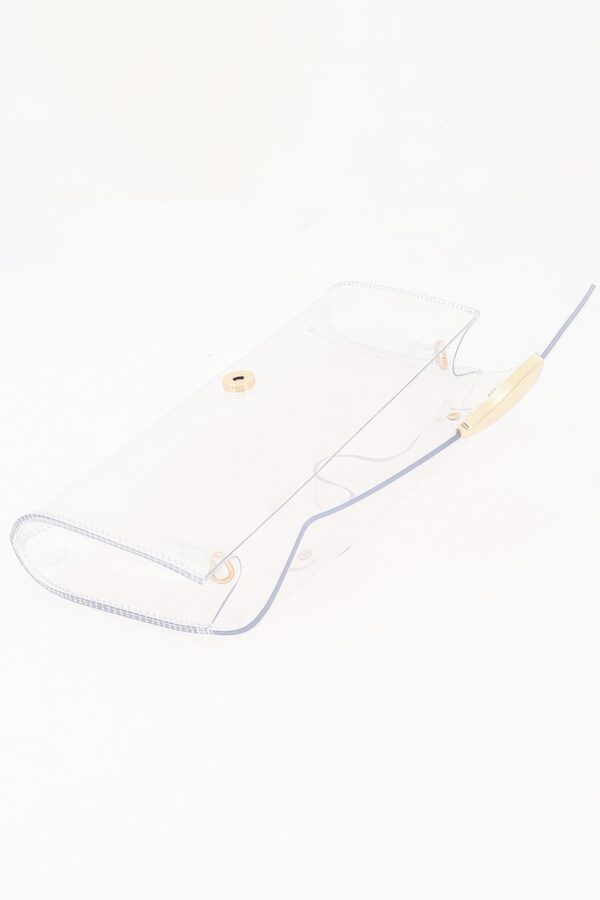 Clear Top-Handle Bag with Metallic Front Accent