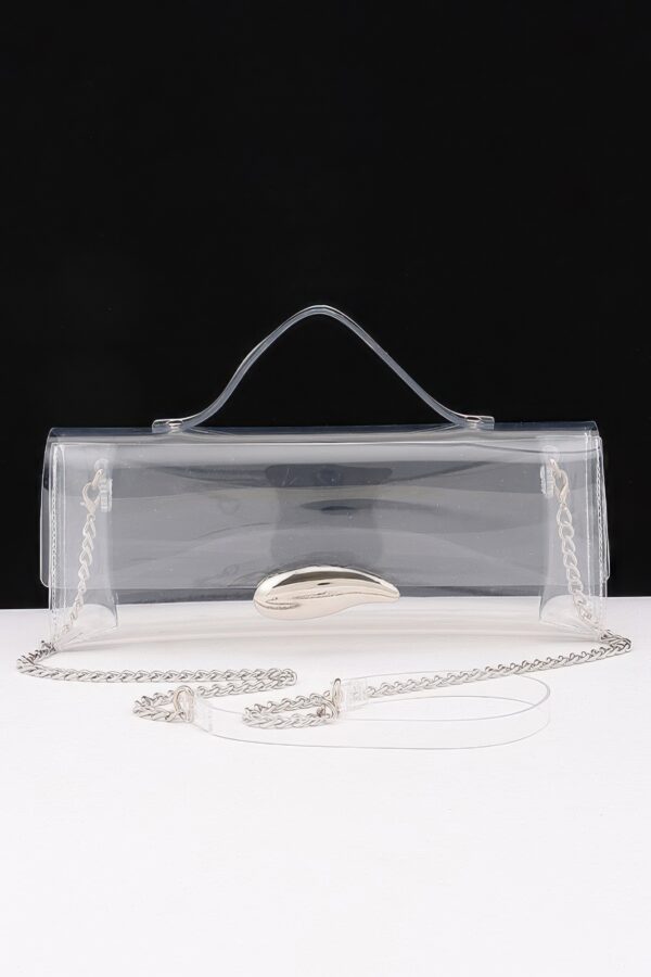 Clear Top-Handle Bag with Metallic Front Accent