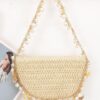 Woven Pearl-Chain Shoulder Bag with Nautical Charms