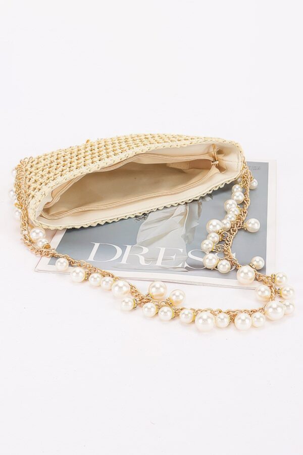 Woven Pearl-Chain Shoulder Bag with Nautical Charms
