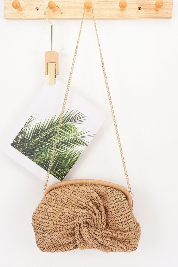 Twist-Knot Textured Woven Crossbody Bag